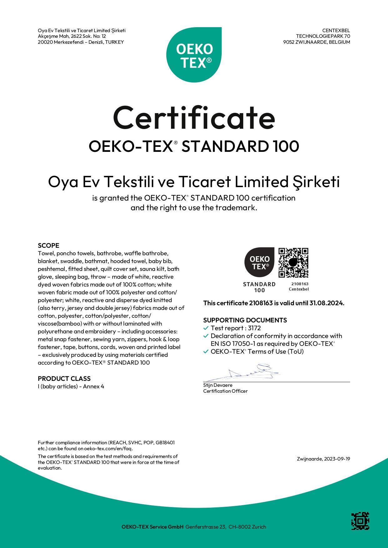 Oeko Certificate